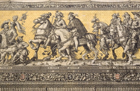 GERMANY, Saxony, Dresden, Fürstenzug or Procession of the Dukes in Auguststrasse a mural on 25,000