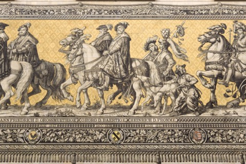 GERMANY, Saxony, Dresden, Fürstenzug or Procession of the Dukes in Auguststrasse a mural on 25,000