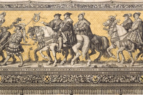 GERMANY, Saxony, Dresden, Fürstenzug or Procession of the Dukes in Auguststrasse a mural on 25,000