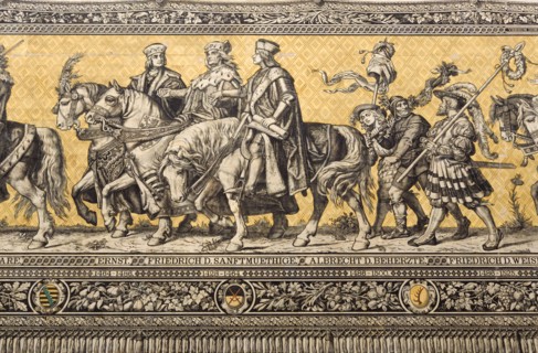 GERMANY, Saxony, Dresden, Fürstenzug or Procession of the Dukes in Auguststrasse a mural on 25,000