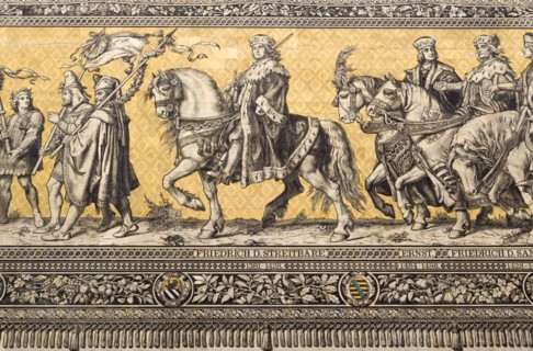 GERMANY, Saxony, Dresden, Fürstenzug or Procession of the Dukes in Auguststrasse a mural on 25,000