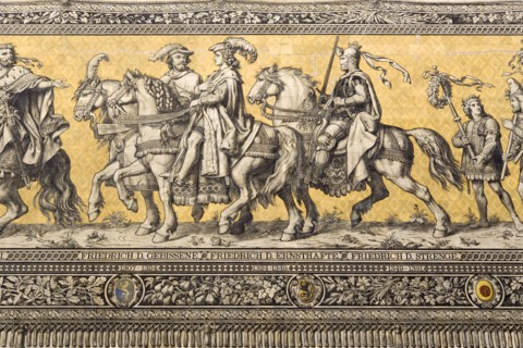 GERMANY, Saxony, Dresden, Fürstenzug or Procession of the Dukes in Auguststrasse a mural on 25,000