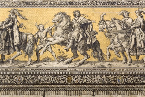 GERMANY, Saxony, Dresden, Fürstenzug or Procession of the Dukes in Auguststrasse a mural on 25,000