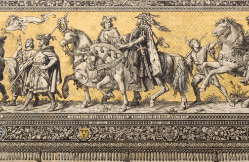 GERMANY, Saxony, Dresden, Fürstenzug or Procession of the Dukes in Auguststrasse a mural on 25,000