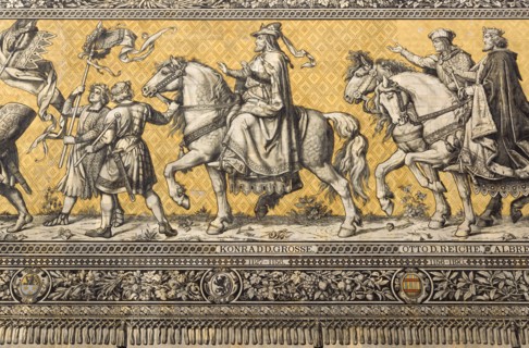 GERMANY, Saxony, Dresden, Fürstenzug or Procession of the Dukes in Auguststrasse a mural on 25,000