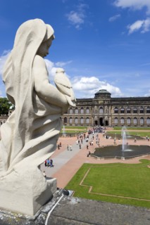 GERMANY, Saxony, Dresden, The central Courtyard and Picture Gallery of the restored Baroque Zwinger