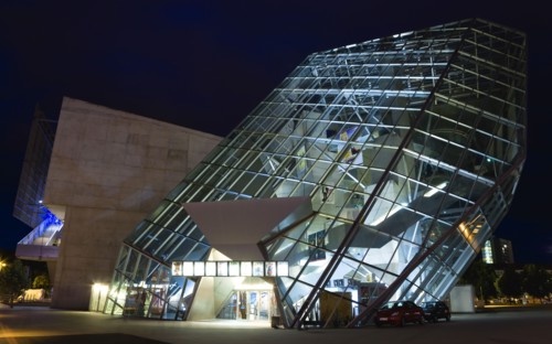 GERMANY, Saxony, Dresden, The angular structure in glass and steel of the 1999 Ufa Palast cinema