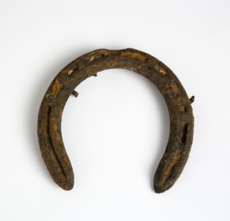 Animals, Mammals, Horses, Rusty old horsehoe on a white background.