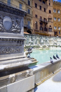 ITALY, Tuscany, Siena, The 19th Century replica of the 15th Century white marble Fonte Gaia