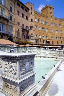 ITALY, Tuscany, Siena, The 19th Century replica of the 15th Century white marble Fonte Gaia