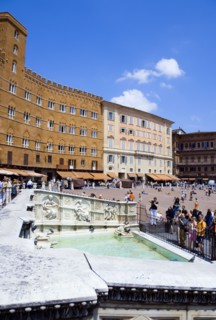 ITALY, Tuscany, Siena, Tourists around the 19th Century replica of the 15th Century white marble