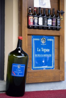 ITALY, Tuscany, Montalcino, Val D'Orcia Brunello di Montalcino Enoteca or wine shop with dispaly of