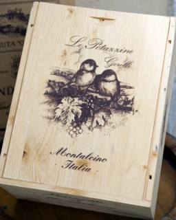 ITALY, Tuscany, Montalcino, Val D'Orcia Brunello di Montalcino Enoteca or wine shop with a wooden