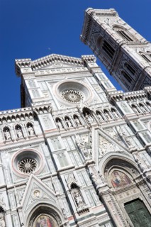ITALY, Tuscany, Florence, The Neo-Gothic marble west facade of the Cathedral of Santa Maria del