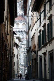 ITALY, Tuscany, Florence, The Cathedral of Santa Maria del Fiore with the marble sides of the
