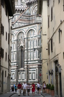 ITALY, Tuscany, Florence, The Cathedral of Santa Maria del Fiore with the marble sides of the