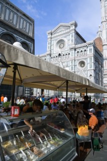 ITALY, Tuscany, Florence, The Neo-Gothic marble west facade of the Cathedral of Santa Maria del