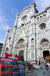 ITALY, Tuscany, Florence, The Neo-Gothic marble west facade of the Cathedral of Santa Maria del