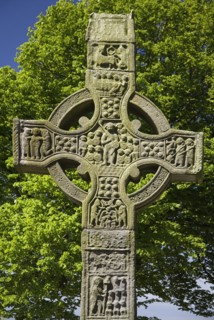 IRELAND, County Louth, Monasterboice Monastic Site, the West Cross  upper section of the east face