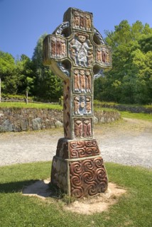 IRELAND, County Wexford, Irish National Heritage Park, Celtic cross as it might have looked after