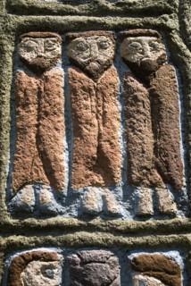 IRELAND, County Wexford, Irish National Heritage Park, Celtic cross  Detail of some of the carving