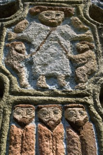 IRELAND, County Wexford, Irish National Heritage Park, Celtic cross  Detail of some of the carving