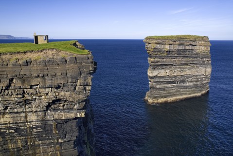 IRELAND, County Mayo, Downpatrick Head, Dún Briste Broken Fort is an impressive sea stack at the