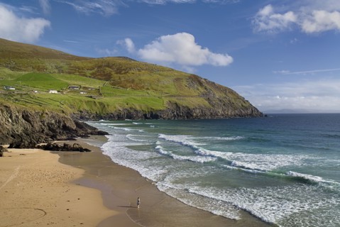 IREland, County Kerry, Dingle Peninsula, Coumeenole Beach at Slea Head  Figure on beach with