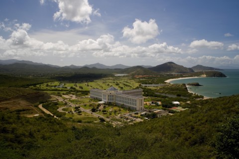 VENEZUELA, Margarita Island, East Coast, View from above of the luxurious hotel Hesperia premises