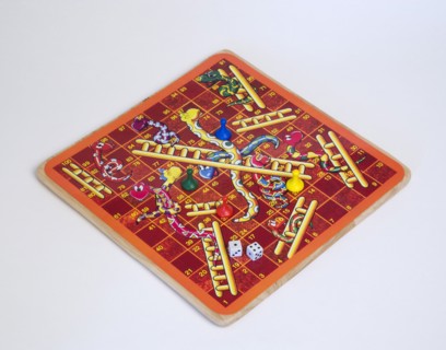 Toys, Games, Board Game, Snakes and Ladders board game with dice and counters for children against