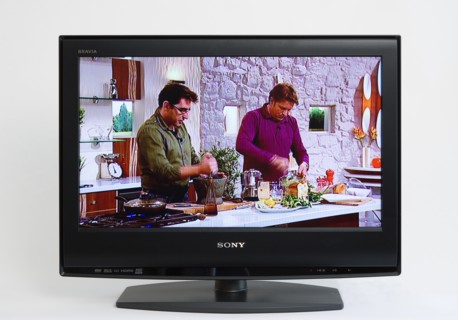 Communications, Media, Television, Sony Bravia Wide Flat Screen TV on a white background showing a
