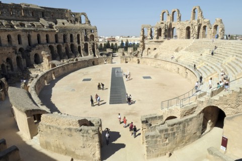 Tunisia, El Jem, Roman Colosseum.