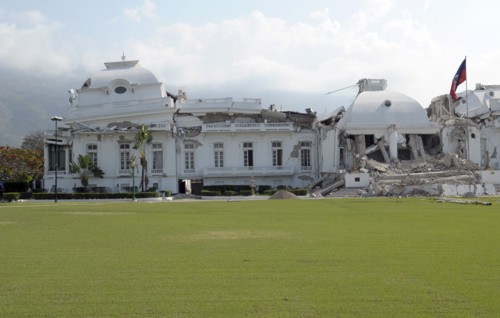 Haitia, Isla de Laganave, Government Building damaged by earthquake.