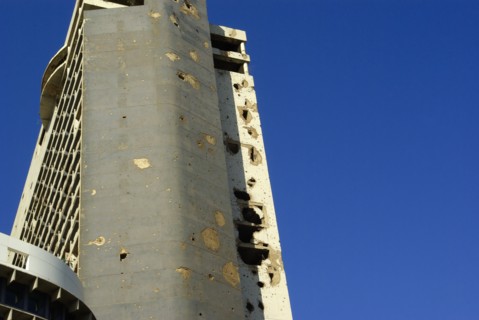 Lebanon, Beruit, Holiday Inn hotel in downtown Beirut. The building was a popular spot as a snipers