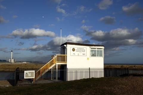 England, West Sussex, Shoreham-by-Sea, National Coastwatch Institution look out pot next to the