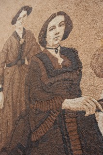 Cuba, Havana, Habana Vieja, Artwork painting made from sand influenced by well known Cuban families