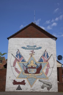 Ireland, North, Belfast, Donegall Pass, Loyalist poltical mural on a gable wall commemorating