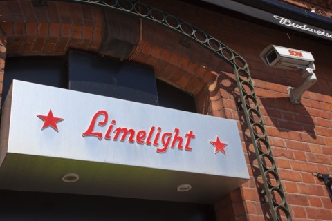 Ireland, North, Belfast, Ormeau Avenue, Sign for the Limelight live music venue and niteclub.