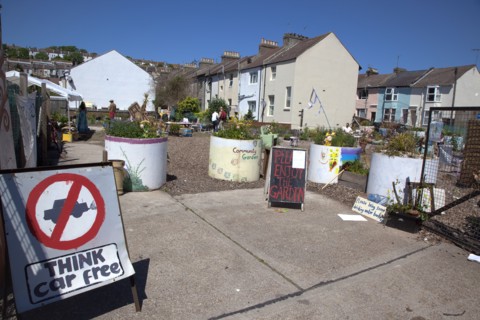 England, East Sussex, Brighton, Lewes Road, former petrol station converted into urban park by