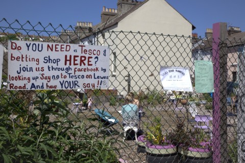 England, East Sussex, Brighton, Lewes Road, former petrol station converted into urban park by