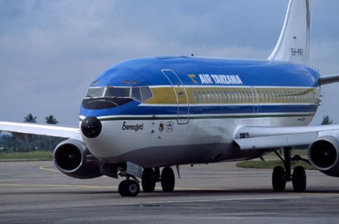Dar es Salaam, Tanzania. Air Tanzania plane in Dar es Salaam airport. African Destination