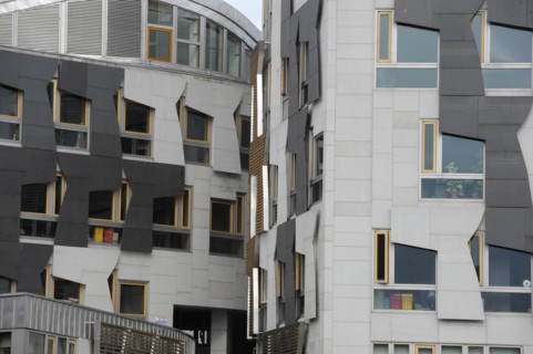 Edinburgh, Lothian, Scotland. Holyrood Scottish Parliament Buillding designed by Enric Miralles.