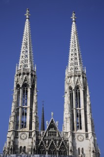 Vienna, Austria. Alsergrund Ringstrasse Votifkirche neo-gothic Votive Church exterior with twin