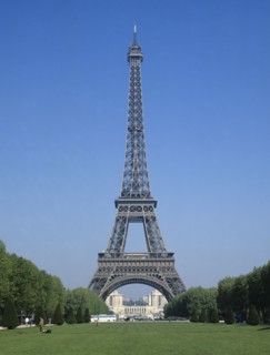 Paris, Ile de France, France. Eiffel Tower from the Parc du Champs de Mars. France French Europe