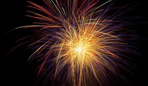 Colourful display of Pyrotechnics Shoreham Beach West Sussex England. England English UK United