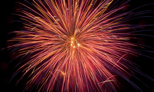 Colourful display of Pyrotechnics Shoreham Beach West Sussex England. England English UK United
