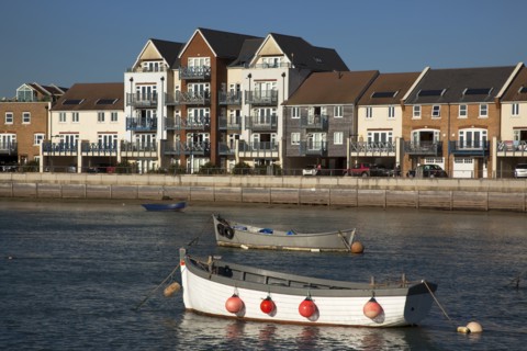 Shoreham-by-Sea, West Sussex, England. Ropetackle riverside housing developement on former