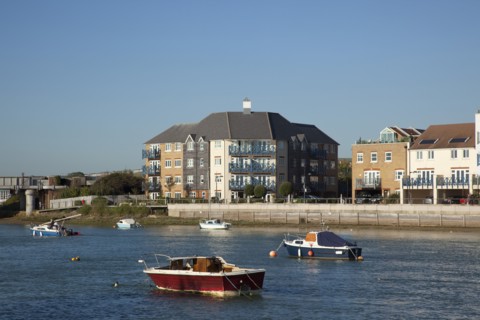 Shoreham-by-Sea, West Sussex, England. Ropetackle riverside housing developement on former