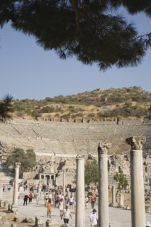 Selcuk, Izmir Province, Turkey. Ephesus. Crowds of tourists visiting ancient city of Ephesus on the