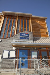 Shoreham-by-Sea, West Sussex, England. Kingston Beach Newly constructed lifeboat house opposite the